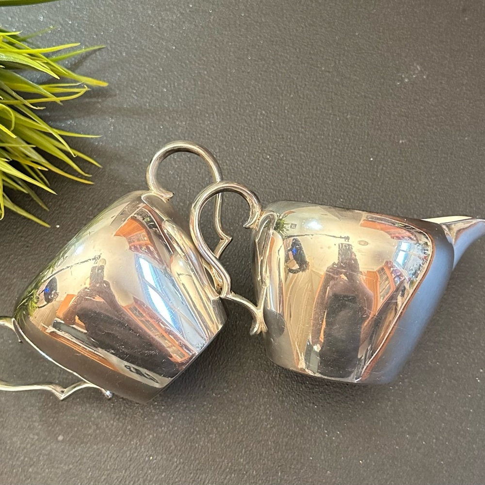 Silver coated Creamer and Sugar Bowl Set